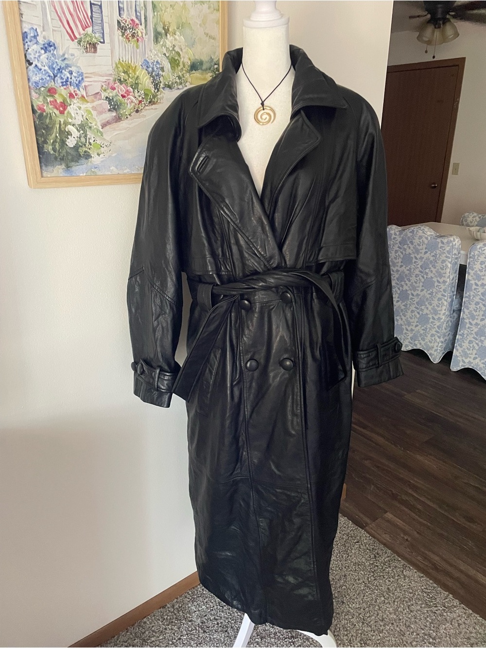 Wilsons Leather Pelle Studio Vintage 90s Belted Trench Coat Jacket Men’s Small